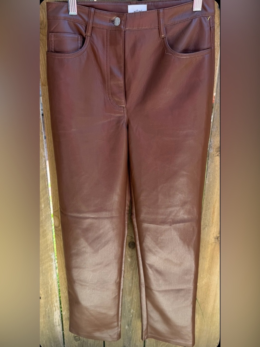 Wilfred vegan Leather pants in Rich‎ Brown size 2